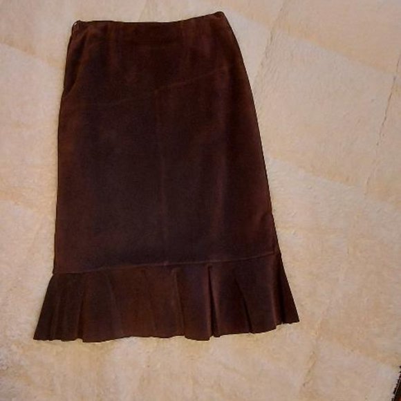 MODA CHOCOLATE BROWN SUEDE SKIRT - Picture 7 of 10